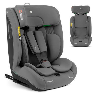 Автокрісло KikkaBoo i-Size i-FLIT 9-36 кг, ISOFIX, група 1/2/3, 15 міс. - 12 років, збоку SPS, Top Tether, регульована підголовник (Світло-сірий)