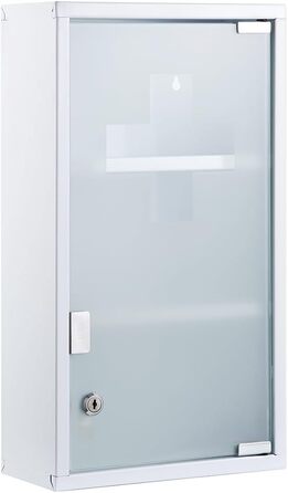 Медичний шафчик Zedelmaier з нержавіючої сталі, 4 відділення, з ключем, для зберігання ліків, білий (57 x 27 x 12 см)