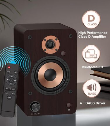 LONPOO LP-42S/LP-42M-BR: Компактні Bluetooth колонки з USB, AUX та виходом на навушники | 30W, 3-дюймовий динамік, дерев'яний корпус