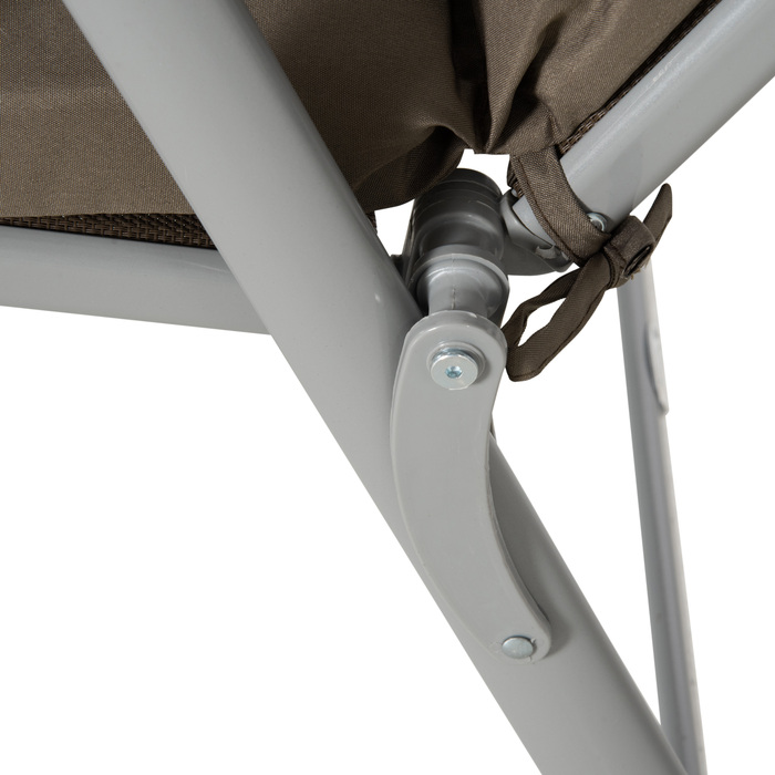 Outsunny Sun Lounger Садовий шезлонг складний регульований з подушкою коричневий сріблястий 137x63.5x100.5см для пляжу та саду