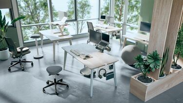 Офісний стілець Leitz Ergo Active з піною подвійної щільності, регульована висота 57-82 см, оббивка з переробленого матеріалу (110 кг), колір світло-сірий