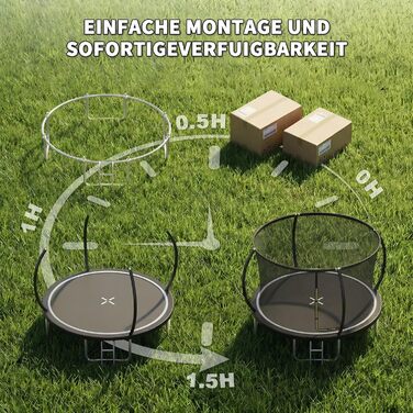 Батут JUMMICO вуличний Ø360 см з сіткою безпеки, чорний - для дітей та дорослих