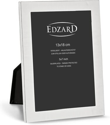 Рамка для фото EDZARD Prato 13x18 см, посріблена, стійка до потемніння, оксамитова спинка, в комплекті 2 вішалки, макс. 50 символів