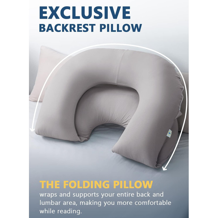 Подушка для читання INSEN: Базова модель, Tencel, світло-сіра, охолоджуюча