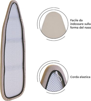 Чохол для прасувальної дошки Encasa XO Mini з потовщеною підкладкою, однотонний, гумкою (підходить для стандартних дошок 125x39 см), з відбиттям тепла - Білий L