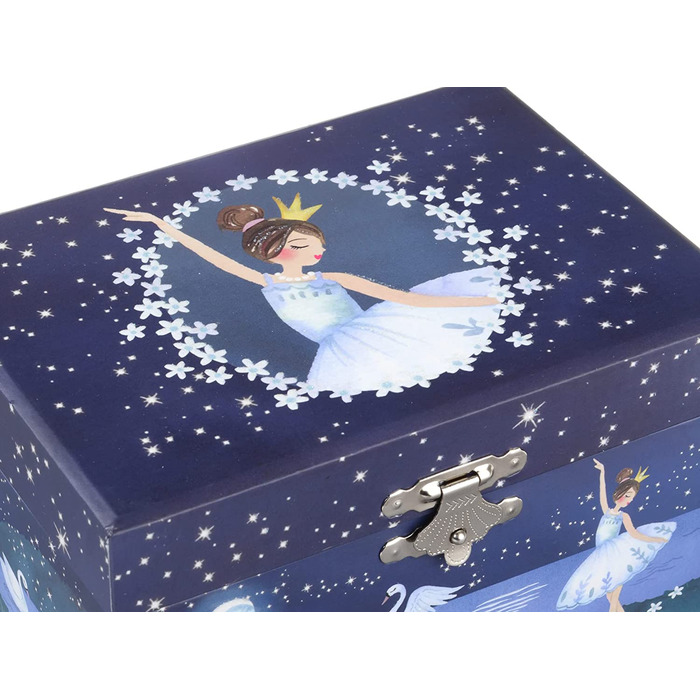 Ювелір - Музична скринька для коштовностей для дівчаток з обертовим єдинорогом, блискучою веселкою і Зоряним візерунком-Пісня прекрасної мрійниці (Лебідь-балерина)
