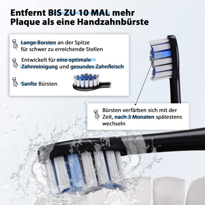 Електрична звукова зубна щітка Tristan Auron SmartOne (Блакитна) – 48 000 вібрацій, 5 режимів, дисплей, USB-C, акумулятор на 6-8 тижнів, IPX7, 6 насадок з чохлом