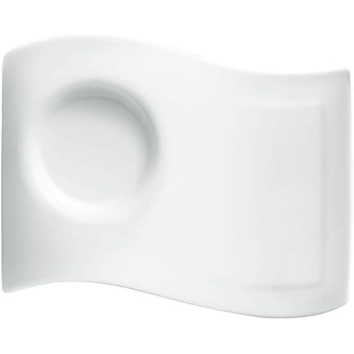 Капучино-сервіз Villeroy & Boch NewWave Premium, 8 предметів на 4 персони, білий, для кави, безпечний у посудомийній машині та мікрохвильовій печі, хвильовий дизайн