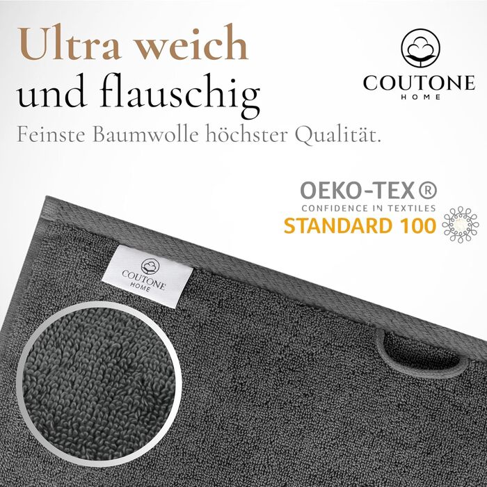 Набір рушників COUTONE Home Premium 2 50x100 см М'який та абсорбуючий, 100 бавовна (антрацит)