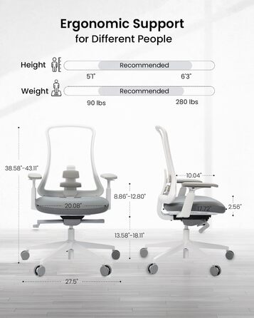 Офісний стілець ProtoArc Flexer Pro: ергономічний, з регулюванням глибини сидіння, сітчастою спинкою та підтримкою попереку - чорний