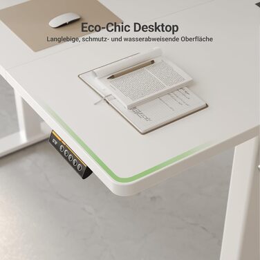 Регульований стіл Claiks 160x80 см (FSC®), 80 кг, 3 пам'яті, для дому/офісу, білий