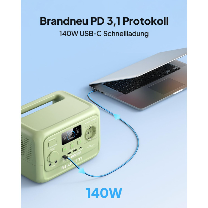Портативна електростанція Elite 30 V2-Wiesengrün: 288 Wh, 600W AC, LFP, сонячний генератор для кемпінгу та надзвичайних ситуацій