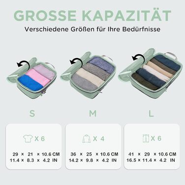 Набір компресійних органайзерів для одягу в дорогу Cipway, ультралегкі сумки-пакувальники для валізи та рюкзака, 3 шт., шавбрия зелений