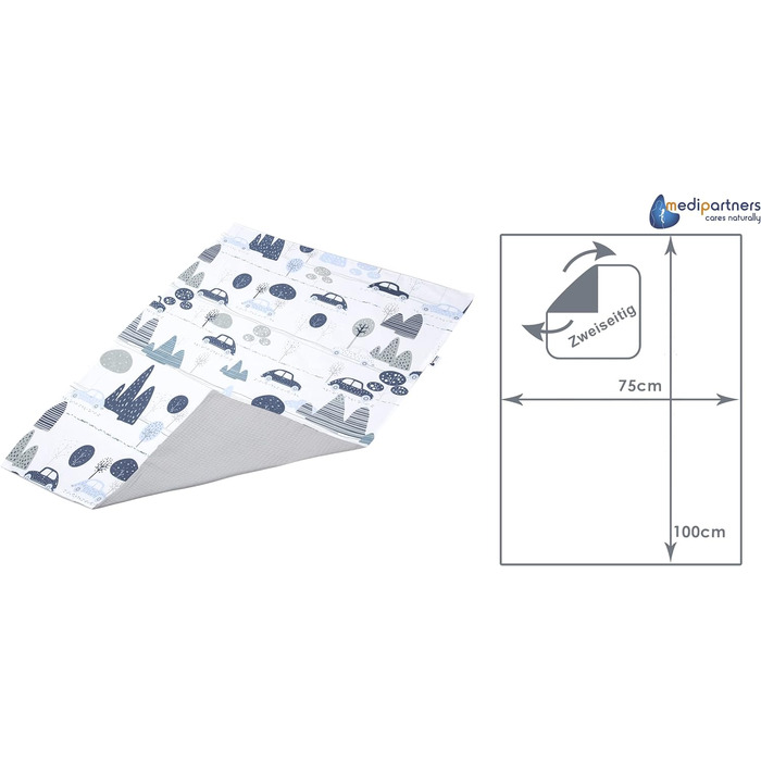 Ігровий килимок Medi Partners для дитини 100 бавовняна вафля 75х100 тонкий без наповнювача двосторонній багатофункціональний м'який делікатний (Ретро автомобілі з сірою вафлею)