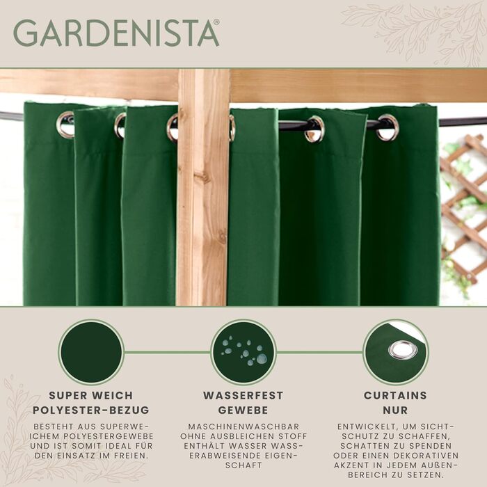 Штора для терас Gardenista з люверсами 140x213 см зелена