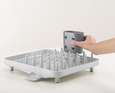 Сушарка для посуду Joseph Joseph Duo 2-ярусна сіра (компактна) з контейнером для столових приладів та зливом