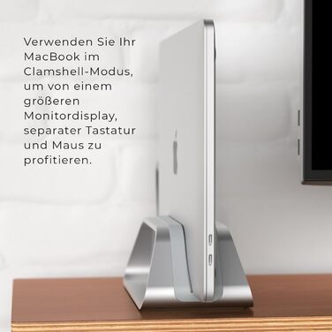 Підставка для ноутбука Vertikaler: стильна підставка для MacBook, MacBook Air, MacBook Pro (алюміній, срібло)