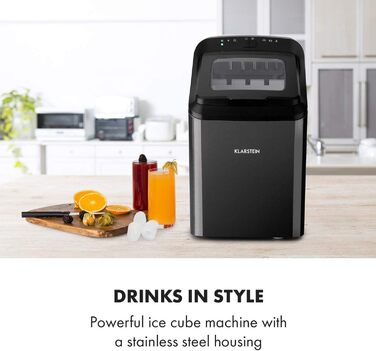Машина для приготування льоду Klarstein Eiswürfelmaschine, 2.9 л, чорна, самоочищення