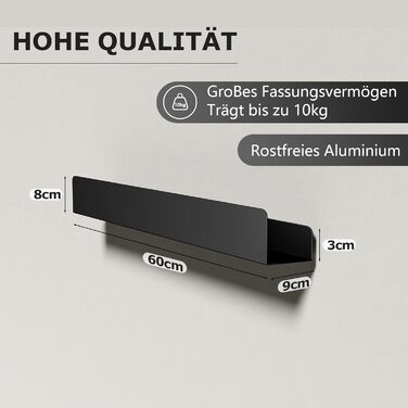 Поличка для душу Rekita без свердління, органайзер для ванної кімнати 40/60 см, нержавіюча сталь, 4 знімні гачки, тримач для шампуню, навісна поличка, полиця для ванної (Чорний)