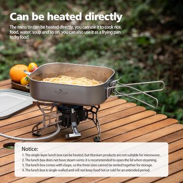 Ланчбокс iBasingo Titan 800мл з кришкою та ручкою, герметичний бенто-контейнер для кемпінгу, відпочинку та офісу. Безпечний для їжі посуд для подорожей, миється в посудомийній машині, Ti2081C