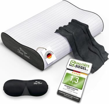 Ортопедична подушка для шиї Sleep Good з безкоштовним чохлом - проти болю в шиї - з піною з пам'яті, регульована висота - подушка для тих, хто спить на боці, сіра