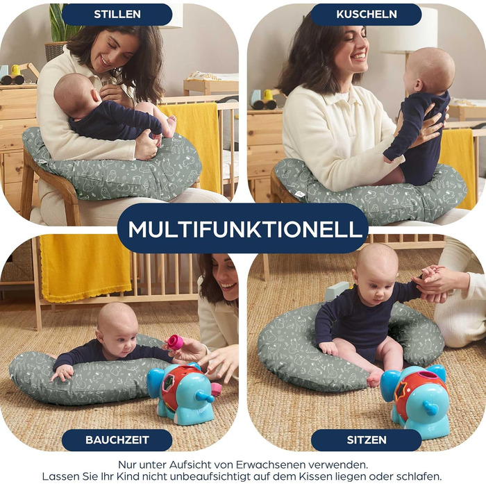 Подушка для вагітних Niimo XXL, подушка для годування - подушка для сну на боці з бавовняним чохлом, зручна подушка для дорослих, подушка для підтримки, (200 см x 70 см), (Sage Green Forest, подушка для годування)