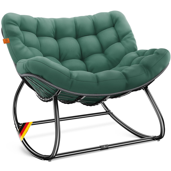 Крісло-гойдалка KESSER XXL для вулиці та дому, зелений, до 150 кг, з подушкою, ергономічне, для саду та балкону