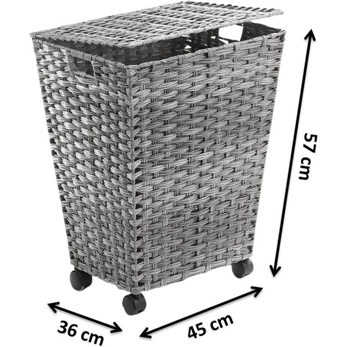 Контейнер для білизни Kobolo з колесами з сірого поліетиленового ротанга