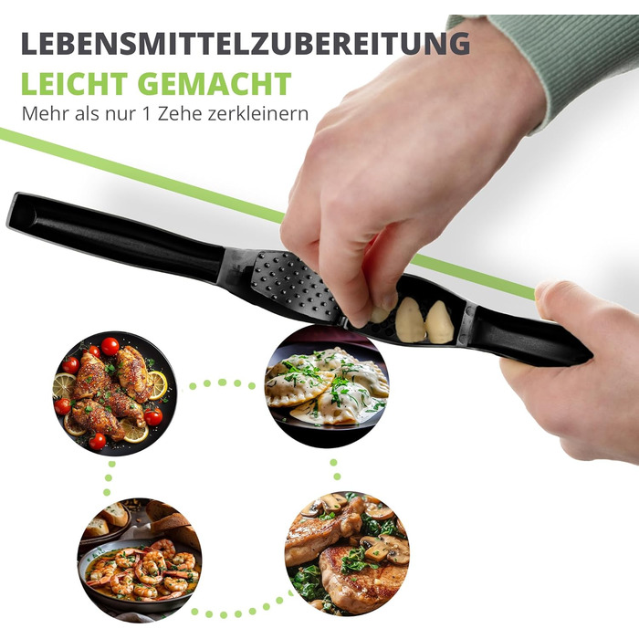 Преміум-прес для часнику Oliver's Kitchen® - зручний та легко миється - подрібнює часник та імбир без лушпиння - міцний, матовий чорний