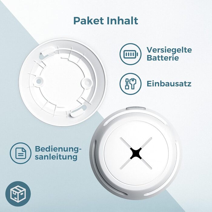 Набір датчиків диму Rauchmelder 6шт. AEGISLINK S500, 10 років роботи, фотоелектричні, з тестом та вимкненням звуку, сповіщення про слабкий акумулятор