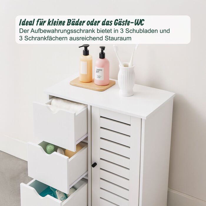 Шафка для ванної кімнати Relaxdays з 3 висувними ящиками