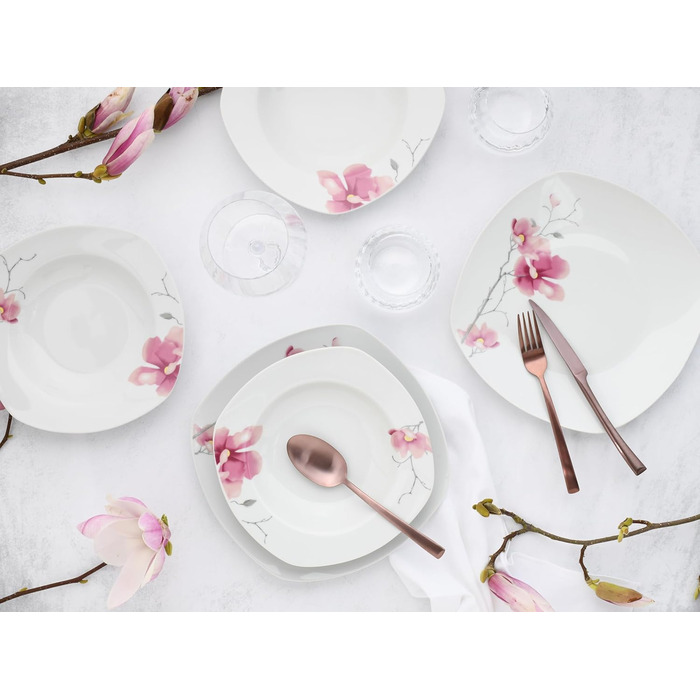 Набір посуду CreaTable Amelie AIKO, 18 предметів, порцеляна, для миття в посудомийній машині та використання в мікрохвильовці