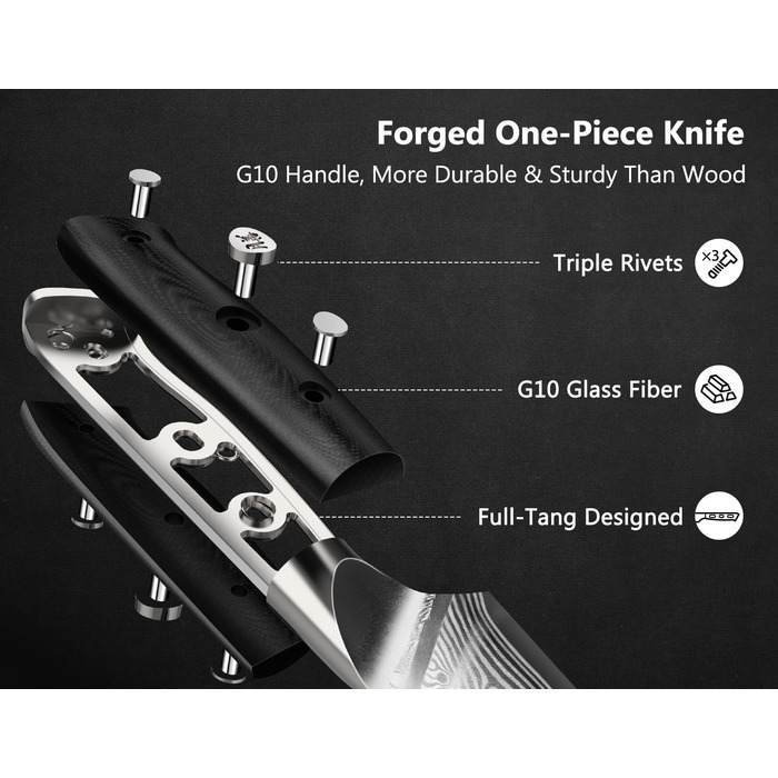 Японський кухонний ніж SHAN ZU 15 см з дамаської сталі, серія PRO (ніж для стейку з бруском)