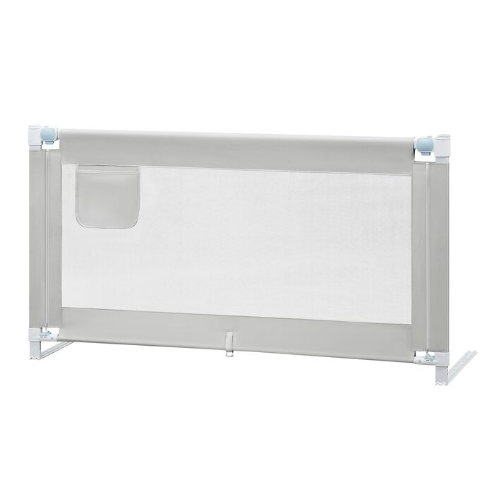 Бортик для ліжка WOLTU 150 см, захисний бортик для дітей та немовлят, регульована висота 69-87 см, тканина Оксфорд, металевий каркас, світло-сірий