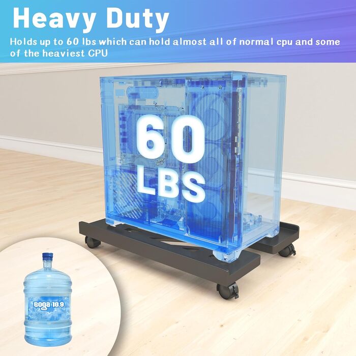 Підставка для комп'ютера на колесах, мобільна, чорна - для настільних ПК