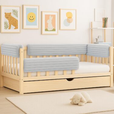 Захист для ліжечка дитячого Bettkantenschutz 90 см, світло-сірий з кордом - бортик-подушка від випадання