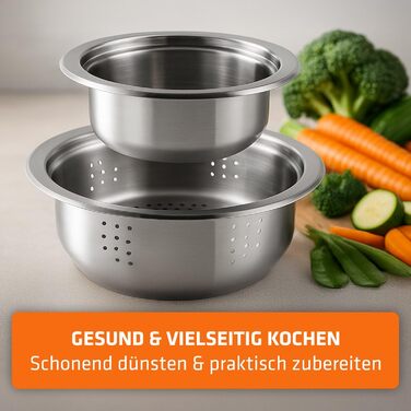 Набір каструль Berndes 6-ти частинний з нержавіючої сталі, індукційне дно, економія місця