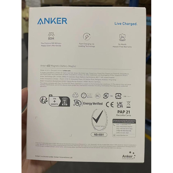 Бездротовий павербанк Anker 622 MagGo, 5000 мАг, складний, USB-C для iPhone 14/13/12, Interstellar