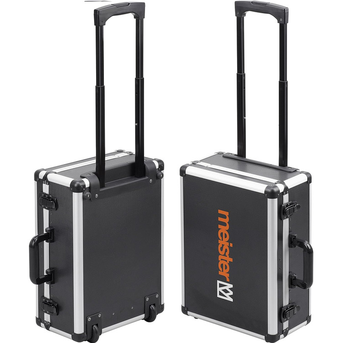 Набір інструментів Meister 156 предметів у візку на колесах з телескопічною ручкою - професійний кейс для інструментів, чорний/сріблястий, 8971440