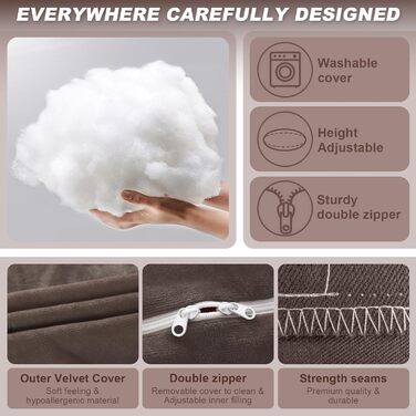 Вагітний подушка J-подібної форми, подушка для годування, подушка для підтримки тіла, подушка для вагітних знімний чохол, 140x70 см (Коричневий, Велюр)