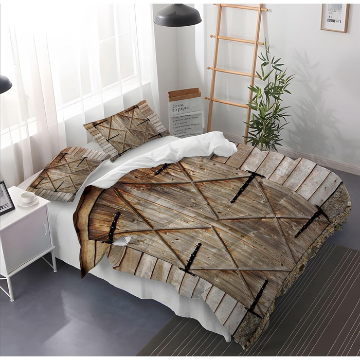 Сірий комплект постільної білизни 180x200 см, Геометричний дизайн, двостороння постільна білизна з мікрофібри, для алергіків, 3 частини (простирадло, ковдра, 2 наволочки 80x80 см)