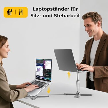 Підставка для ноутбука FoldWise X – алюміній, 360° обертання, регульована висота та кут нахилу – стабільна та портативна підставка для MacBook та комп'ютерів 11-18 дюймів (срібна)