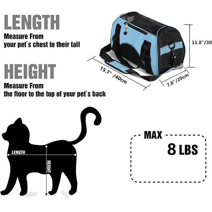 Дорожня переноска для домашніх тварин ZaneSun з м'якими сторонами, портативна складна сумка для котів і собак, схвалена авіакомпанією