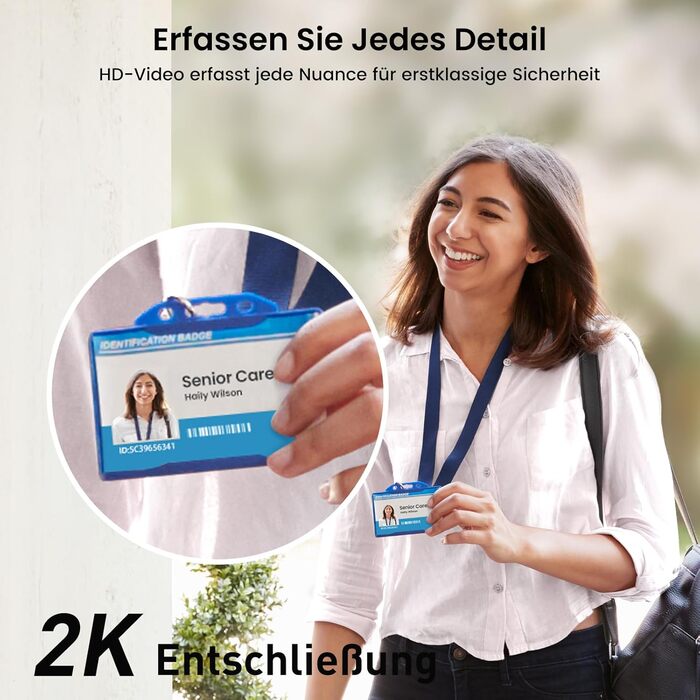 Бездротовий відеодомофон з камерою AOSU 2K HD з PIR-датчиком та детекцією пакунків, сумісний з Alexa