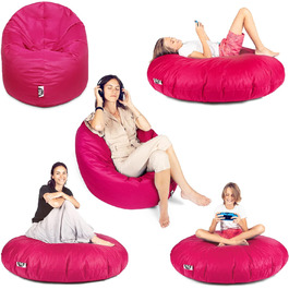 В 1 Функціональна подушка для сидіння Крісло-мішок - рожевий - діаметр 100 см у 25 кольорах і 3 різних розмірах Розміри - повністю заповнені, 2