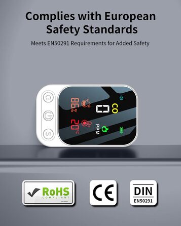 Детектор CO YEREADW 3-в-1: портативний детектор вуглекислого газу з індикатором температури та вологості, для дому, кемпінгу, 1 шт.