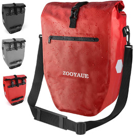 Велосипедна сумка ZOOYAUE для багажника 28 л, водонепроникна сумка для багажу з ручкою та плечовим ременем, велосипедна сумка через плече зі світловідбивачами, велосипедні сумки задні (червоні)
