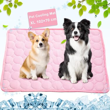 Охолоджуючий килимок для собак і кішок Pejoye Pet, нетоксичний, Ice Silk, XL 102x70см, рожевий