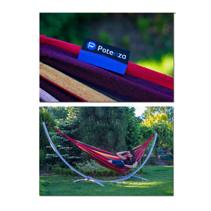 Двомісний гамак Potenza, тканинний, синій (без стійки), витримує до 220 кг