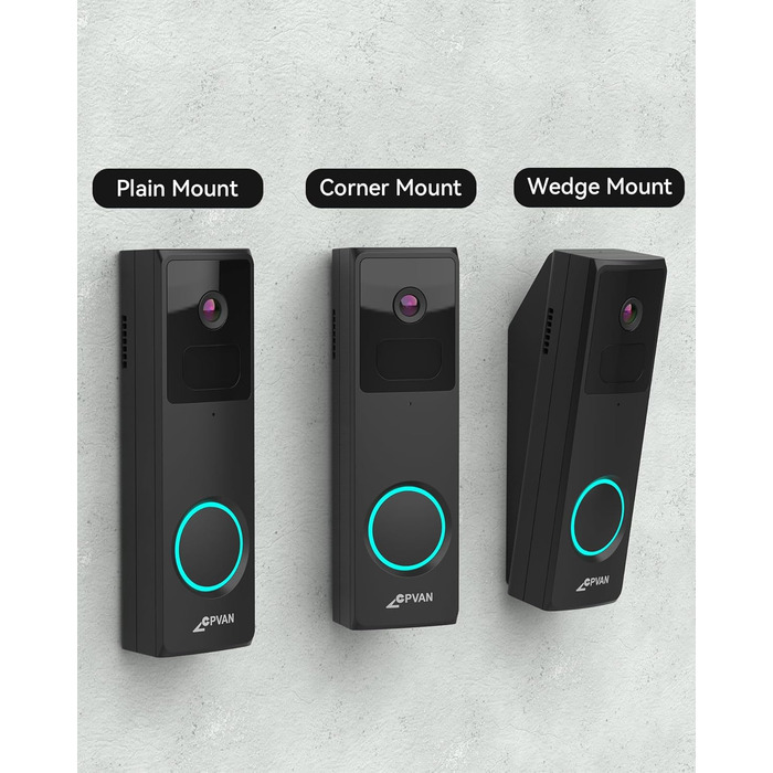 Відеодзвінок CPVAN з Wi-Fi, 2K HD камера, бездротовий, з PIR-датчиком руху, 2-сторонній аудіо, підтримка Alexa, SD-карта та хмарне сховище